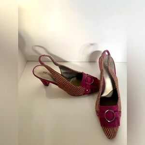 Anne Klein Heels - Size 9.5 - 4" Heel -Sling Back - Tweed/Velvet Plum